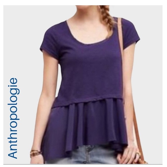 ANTHRO Postmark Purple Peplum Hem Tunic Top - Picture 1 of 6